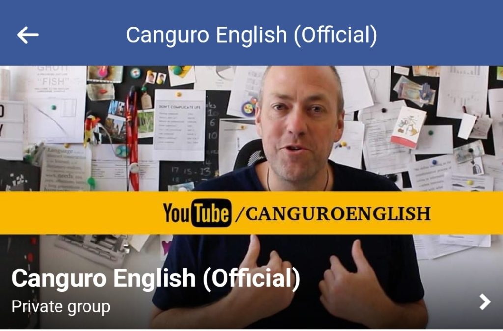 Shows the main picture of the private facebook group called Canguro English. 